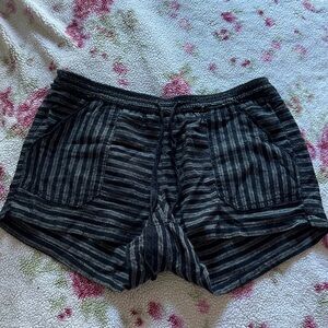 Rewind Black and Gray Striped Shorts